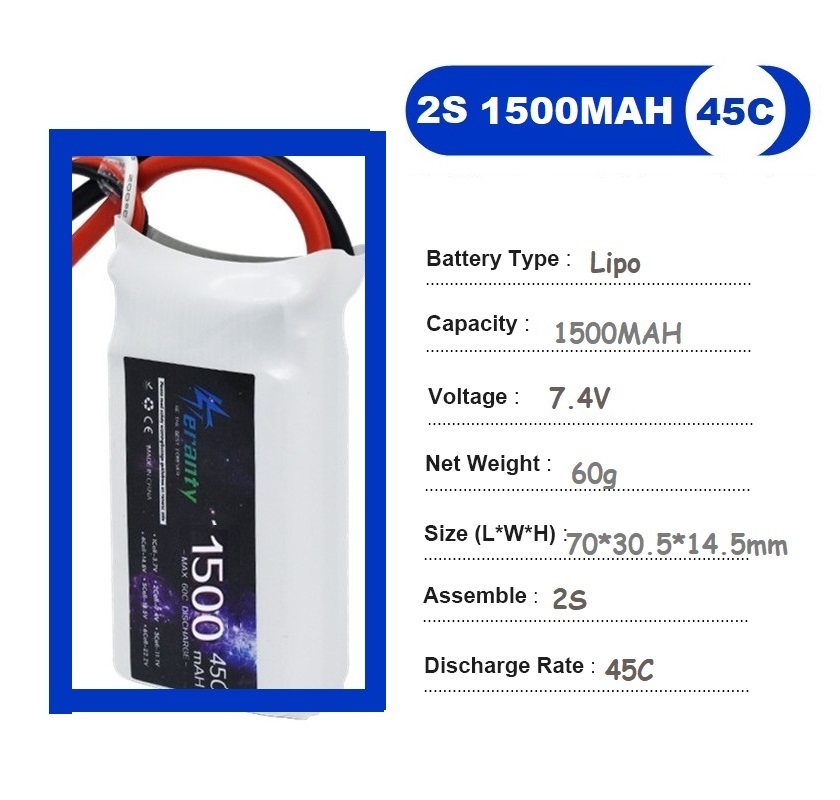 2PCS 7.4V Lipo 2S Battery 1500 - Drone Battery 4S review and price