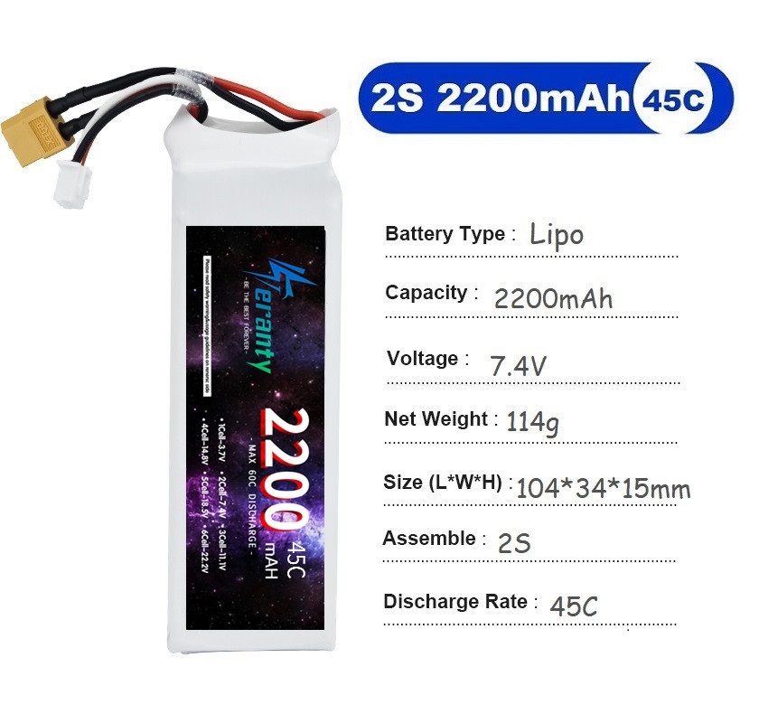 2PCS 7.4V Lipo 2S Battery 1500 - Drone Battery 4S review and price